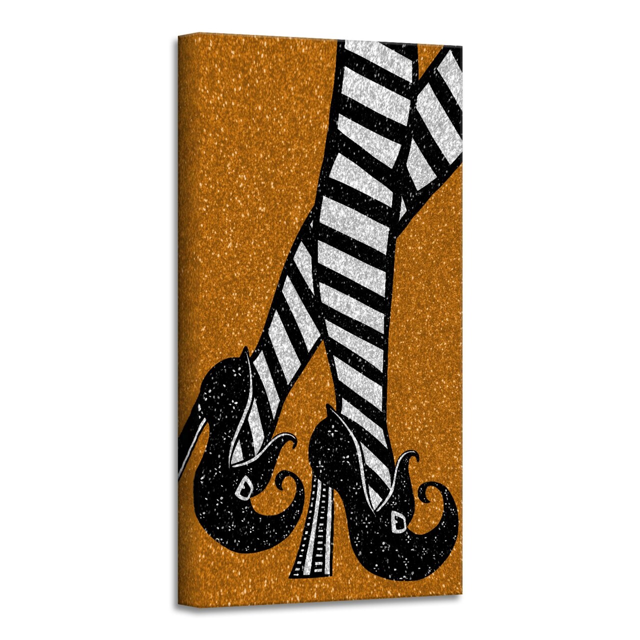 Crafted Creations Black Chic and Bewitched I Canvas Halloween Wall Art Decor 16" x 8"
